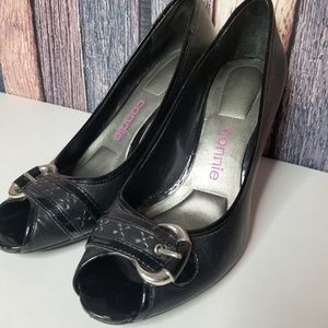 Black Open Toe Black Heels